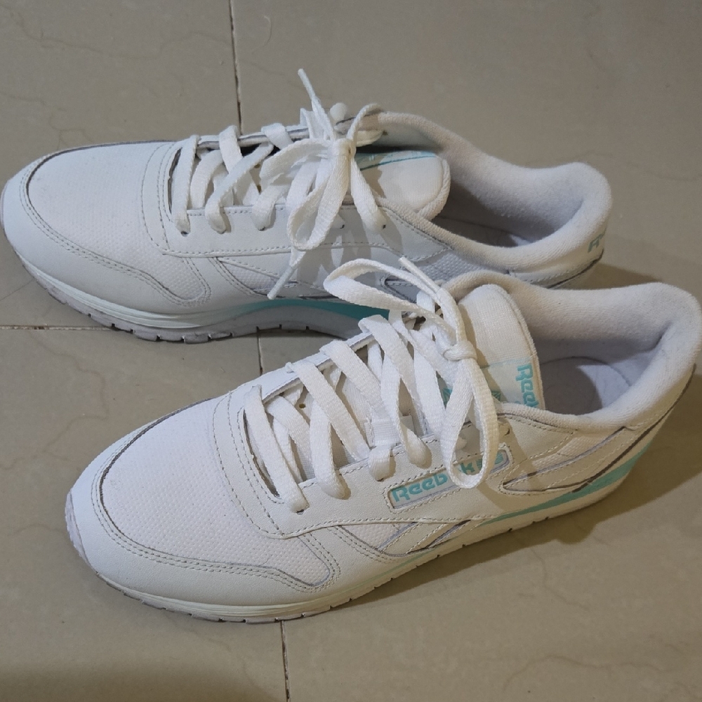 Reebok Women's White and Teal Sneakers